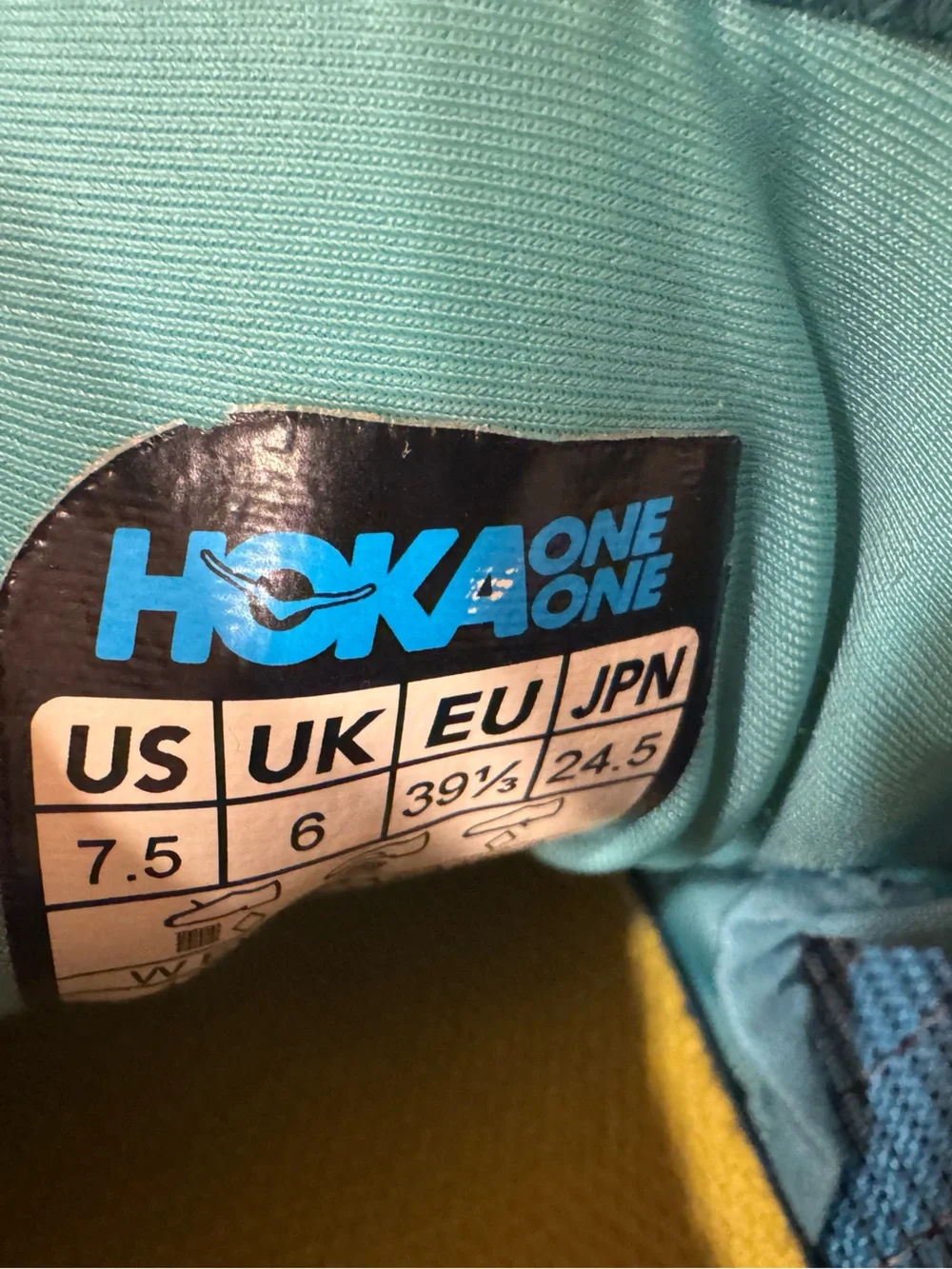 Hoka One One Blue And Yellow Evo Mafate 2 Trail Sneakers Size 7.5